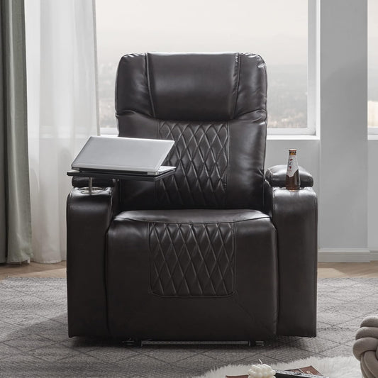 Electric Recliner with USB Charge Port, Cup Holders and LED Light